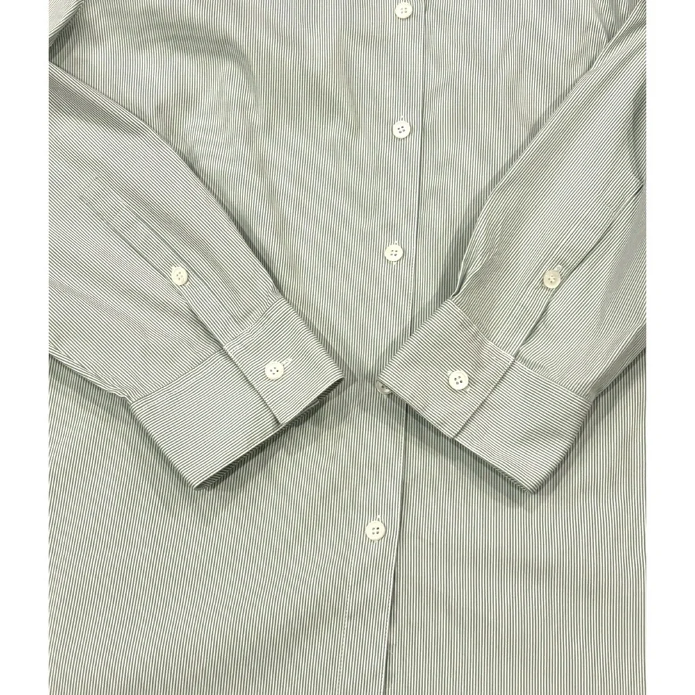 LAFAYETTE 148 NY BUTTON DOWN SHIRT PINSTRIPE MINT WHITE COTTON BLEND 16 $598 - Picture 6 of 11